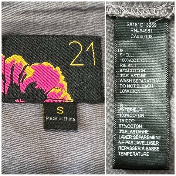 Forever 21 Retro Bomber Jacket Zip Up Lightweight 80s Coat Gray Women’s Small S - Picture 6 of 16